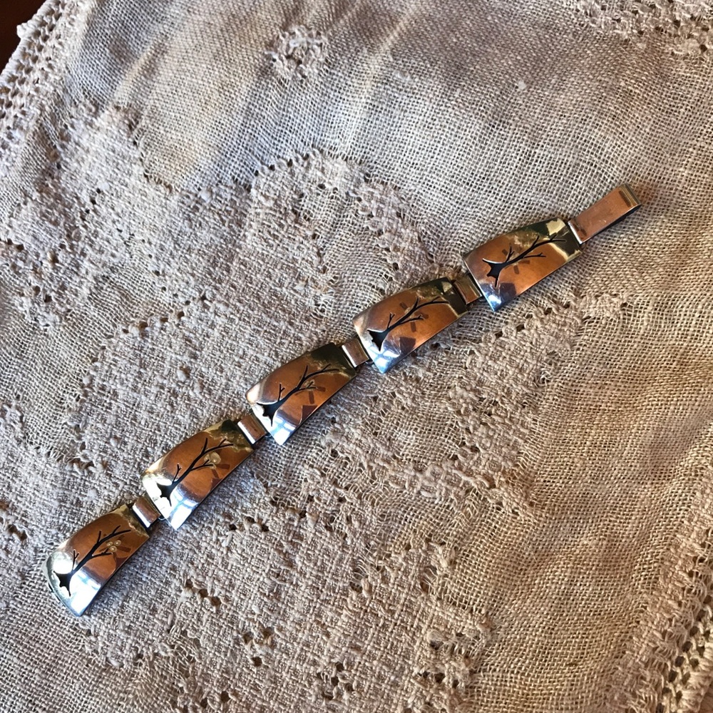 Vintage sterling silver winter tree bracelet